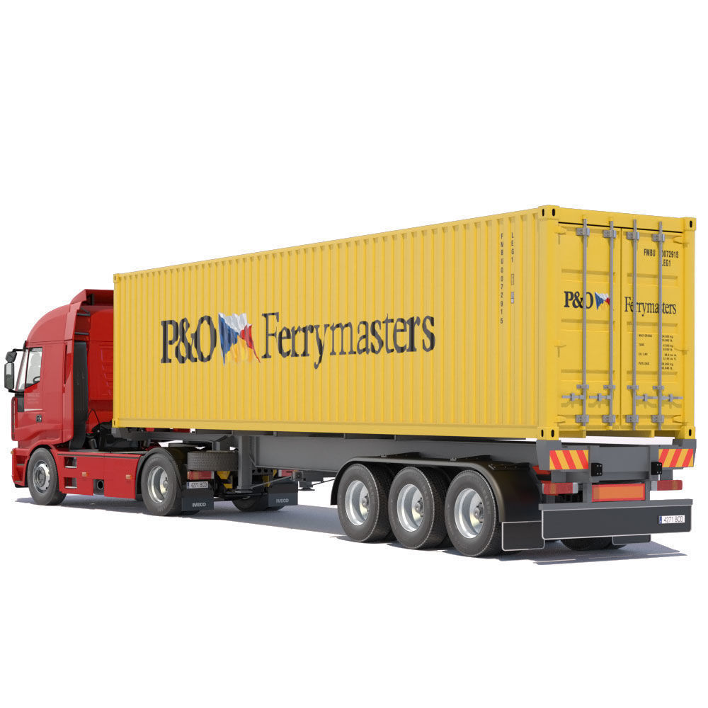 Iveco Stralis with 12 containers 3D model_10
