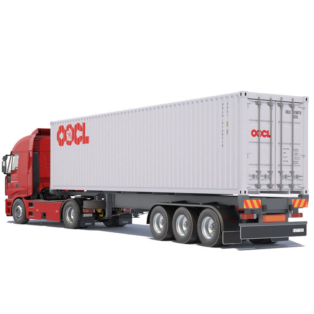 Iveco Stralis with 12 containers 3D model_7