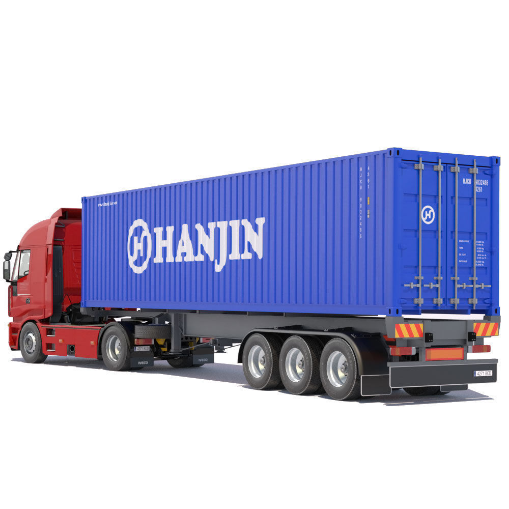 Iveco Stralis with 12 containers 3D model_11