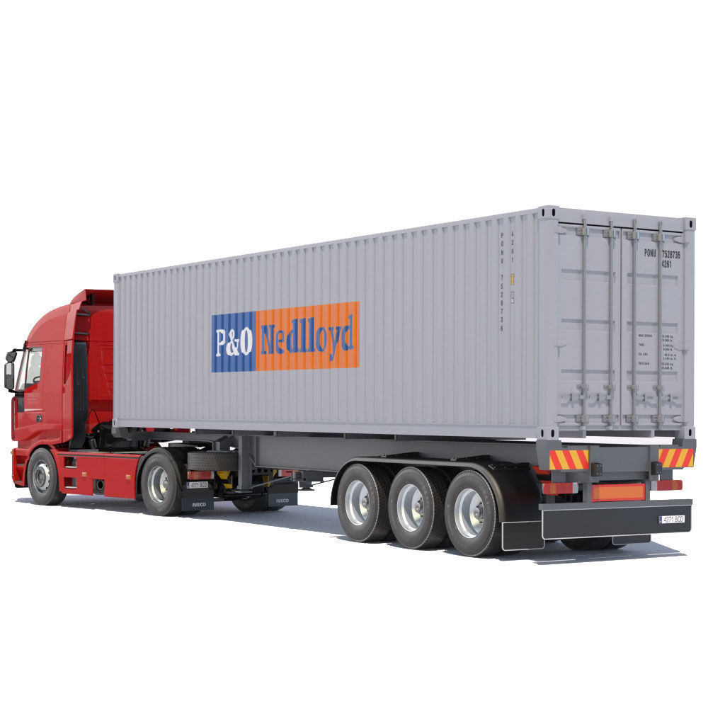 Iveco Stralis with 12 containers 3D model_17