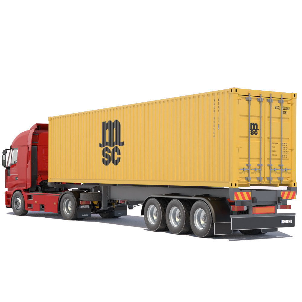 Iveco Stralis with 12 containers 3D model_13