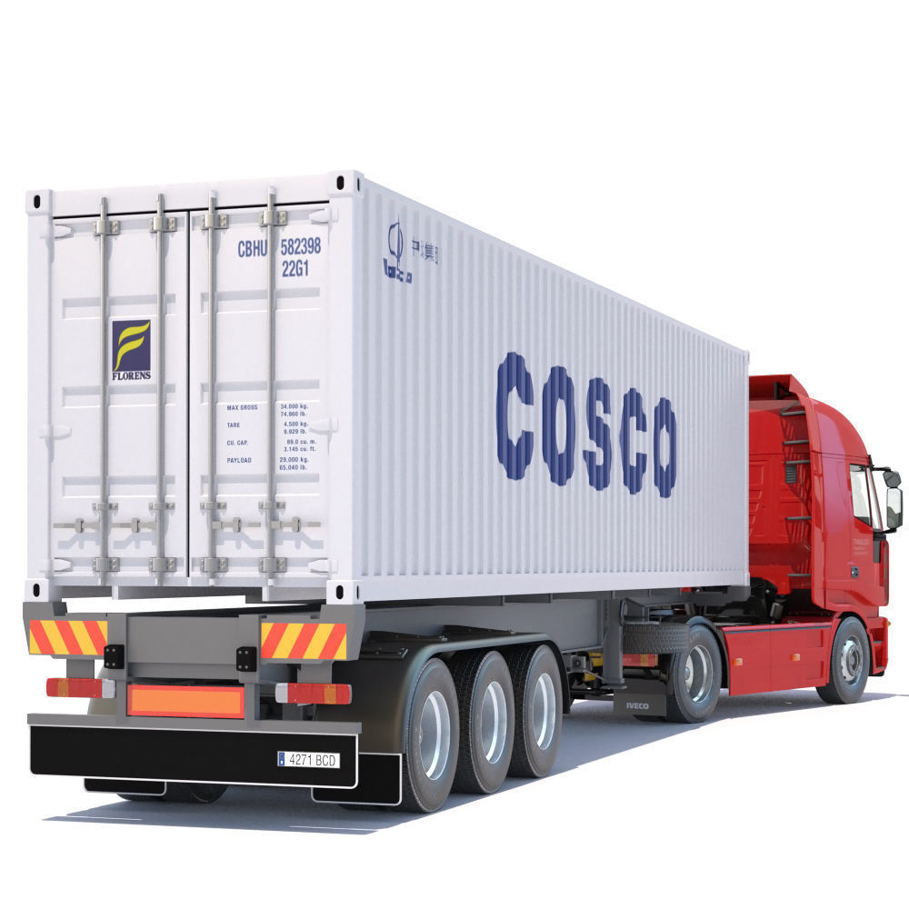 Iveco Stralis with 12 containers 3D model_3