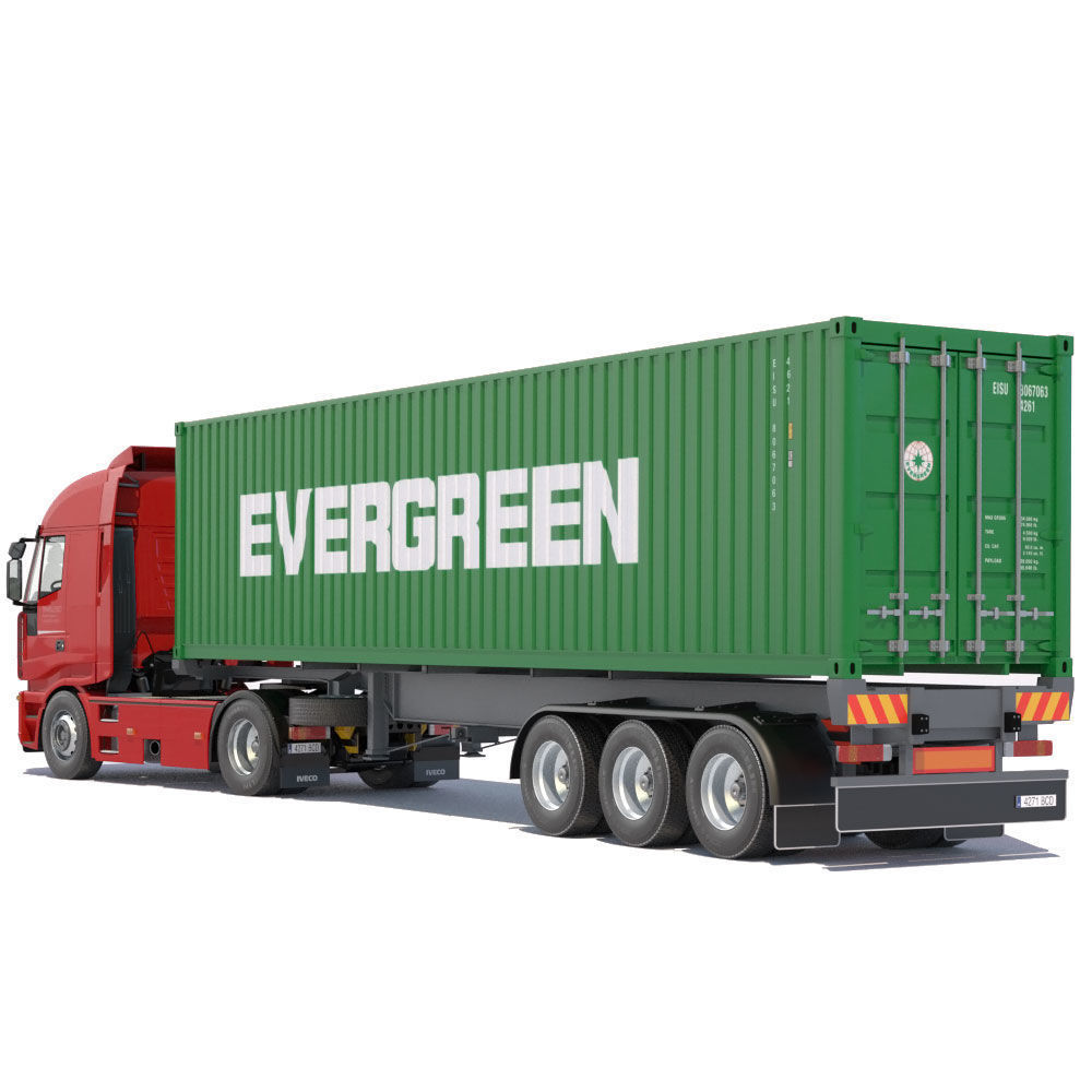 Iveco Stralis with 12 containers 3D model_9