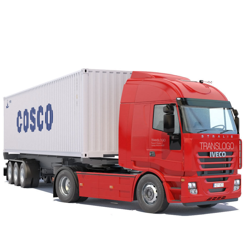Iveco Stralis with 12 containers 3D model_2