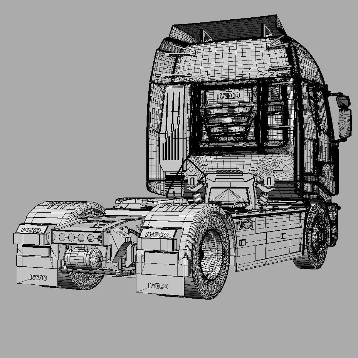 Iveco Stralis with 12 containers 3D model_31