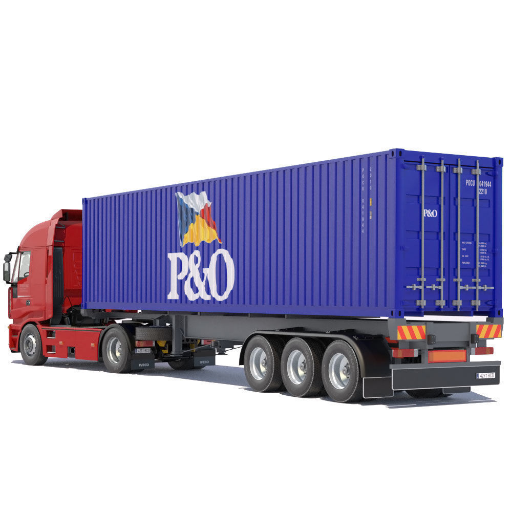 Iveco Stralis with 12 containers 3D model_16