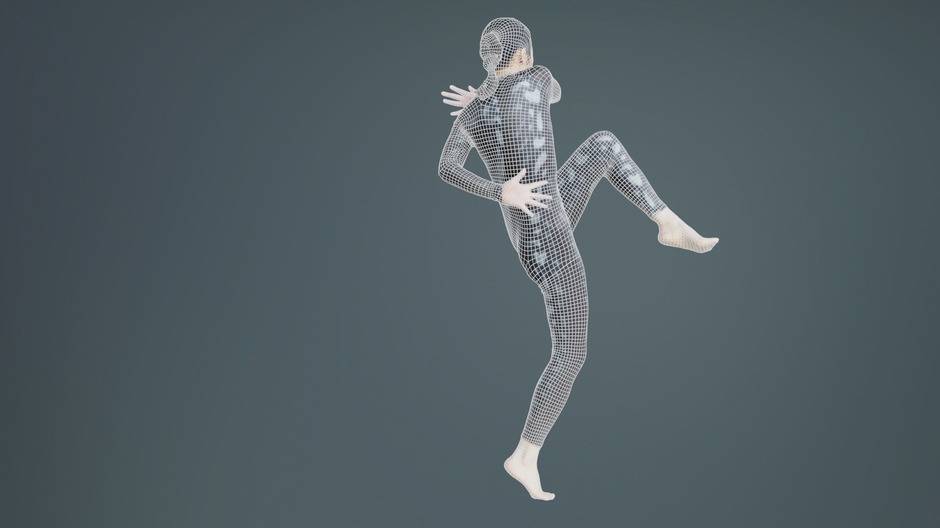 Asian Woman Wearing Snake Print Catsuit 010 Low-poly 3D model_10