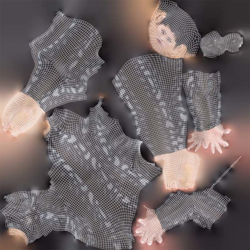 Asian Woman Wearing Snake Print Catsuit 010 Low-poly 3D model_14