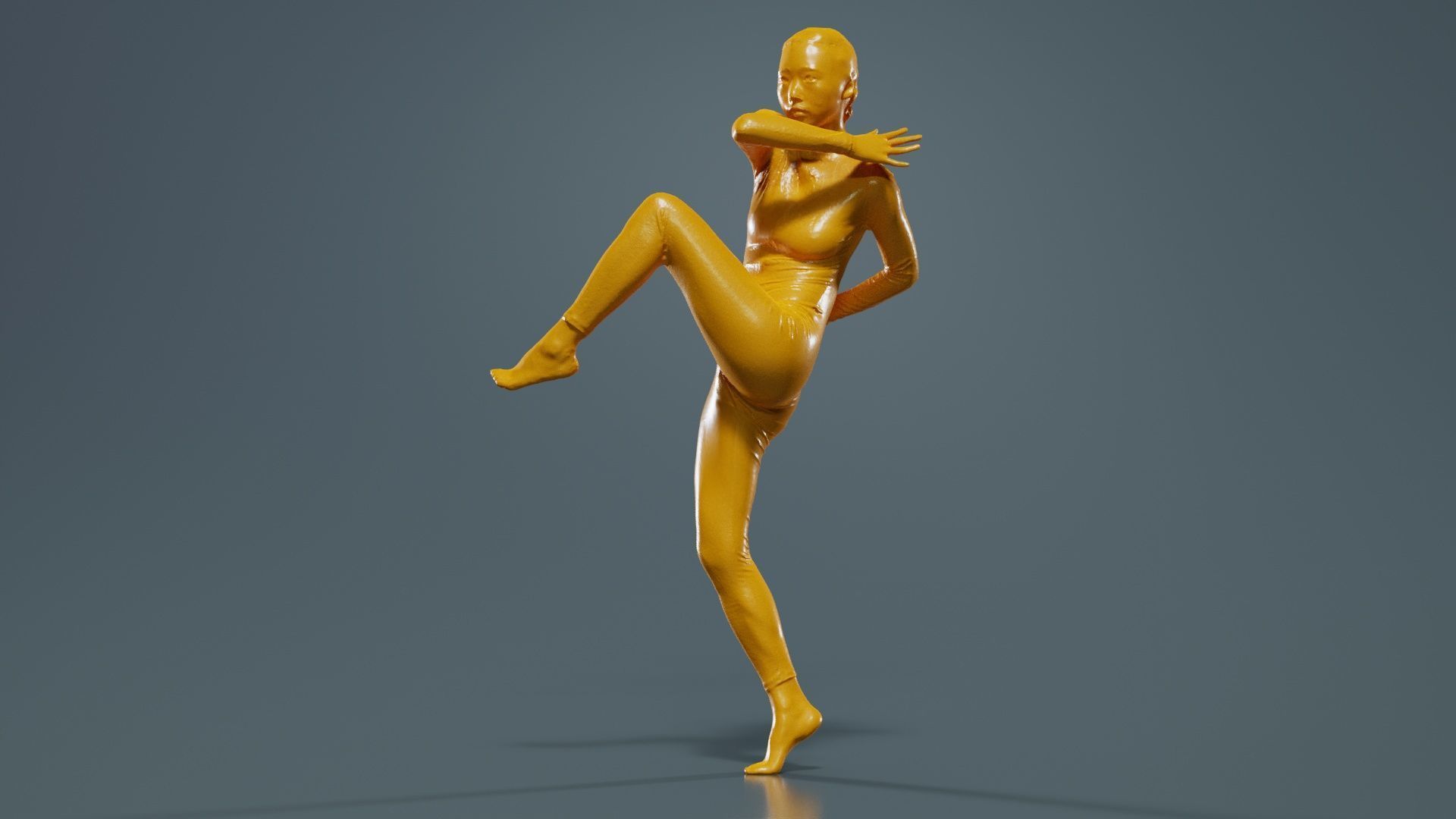 Asian Woman Wearing Snake Print Catsuit 010 Low-poly 3D model_12