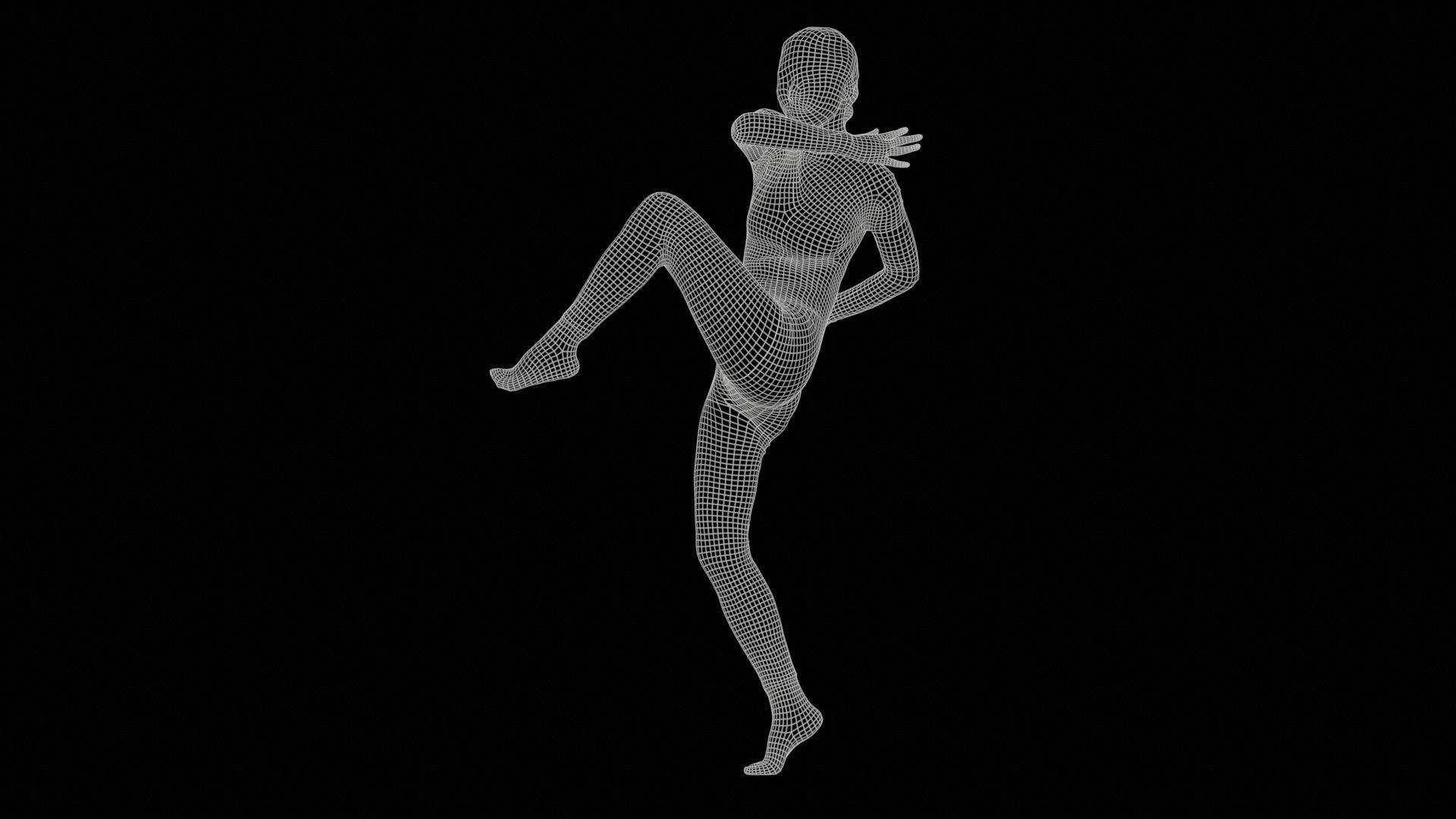 Asian Woman Wearing Snake Print Catsuit 010 Low-poly 3D model_11