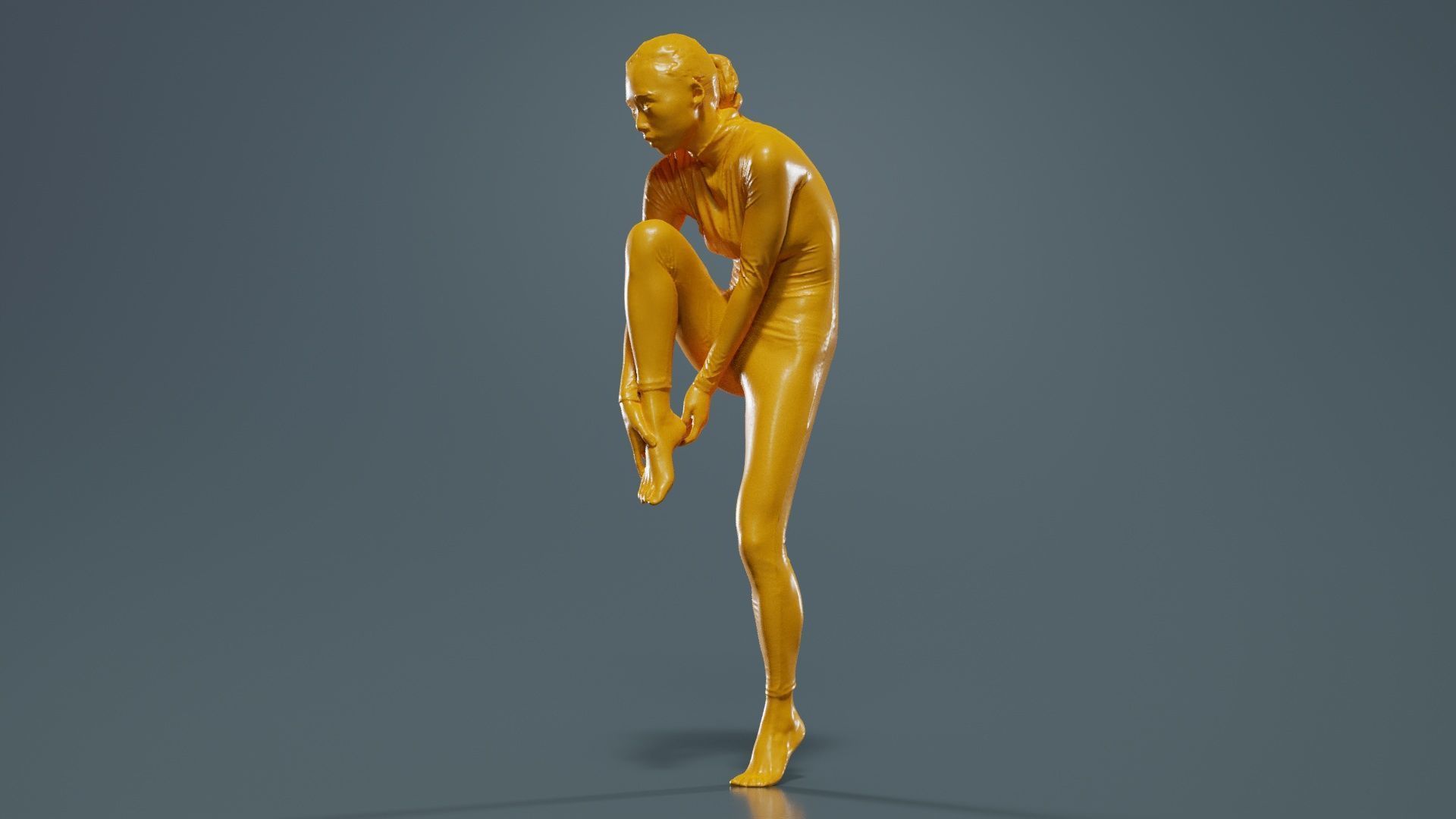 Asian Woman Wearing Snake Print Catsuit 013 Low-poly 3D model_12