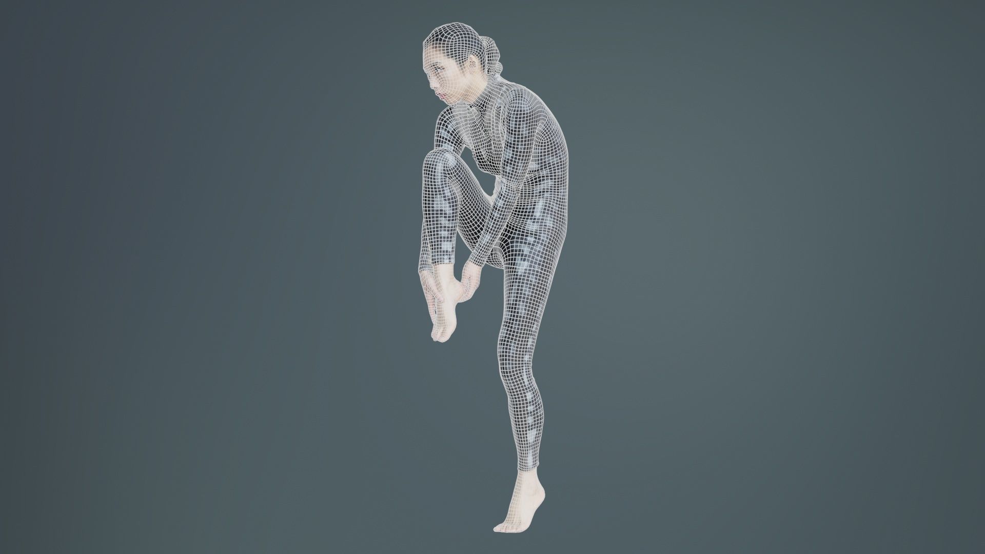 Asian Woman Wearing Snake Print Catsuit 013 Low-poly 3D model_9