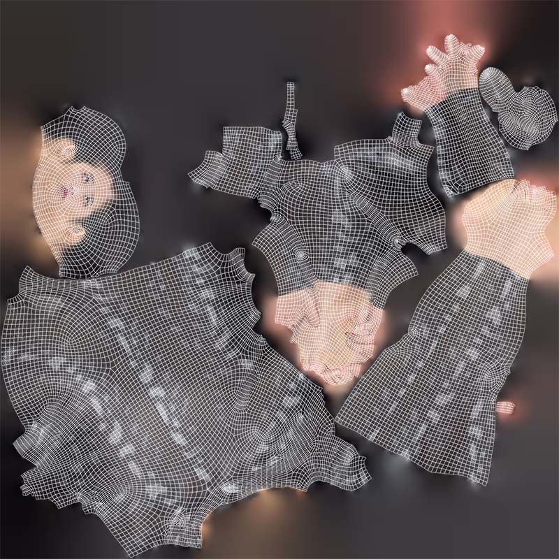 Asian Woman Wearing Snake Print Catsuit 013 Low-poly 3D model_14