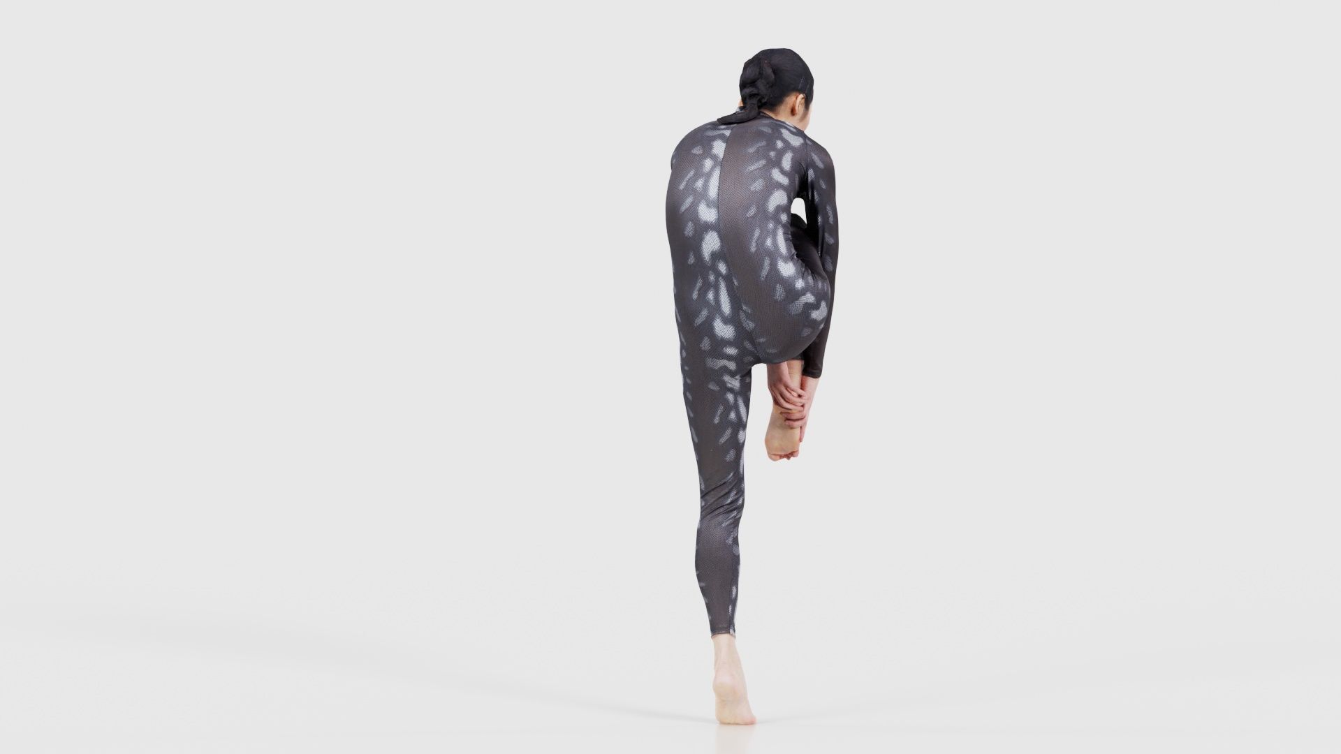 Asian Woman Wearing Snake Print Catsuit 013 Low-poly 3D model_22