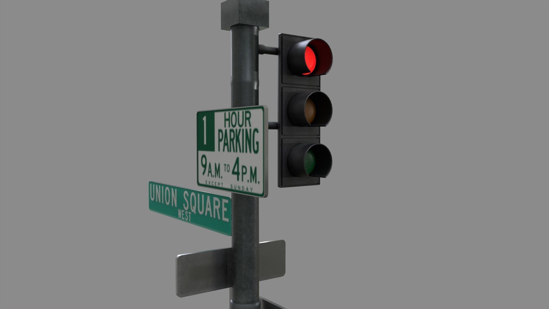LowPoly Traffic light with street lamp 2 Low-poly 3D model_8