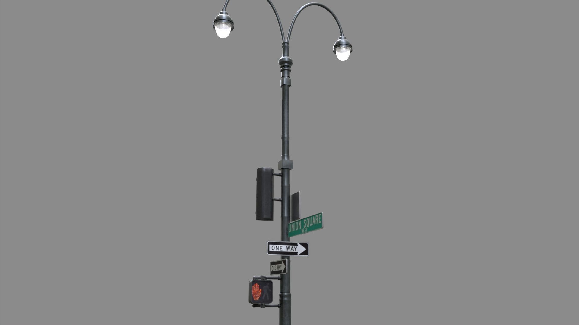 LowPoly Traffic light with street lamp 2 Low-poly 3D model_4