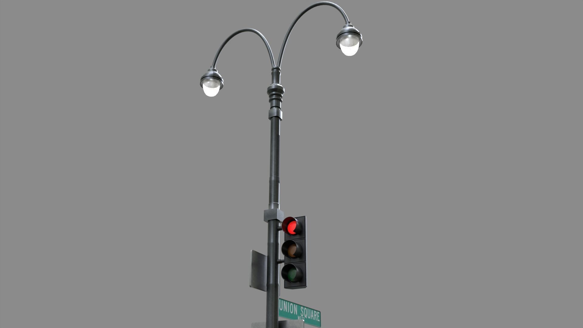 LowPoly Traffic light with street lamp 2 Low-poly 3D model_6