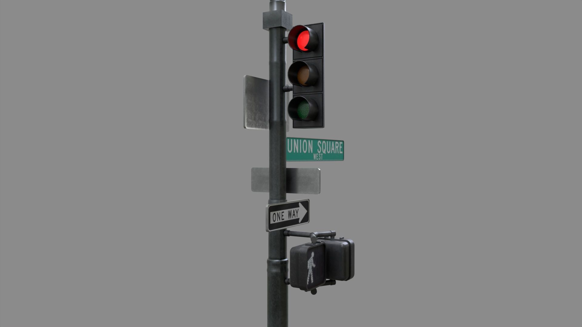 LowPoly Traffic light with street lamp 2 Low-poly 3D model_5