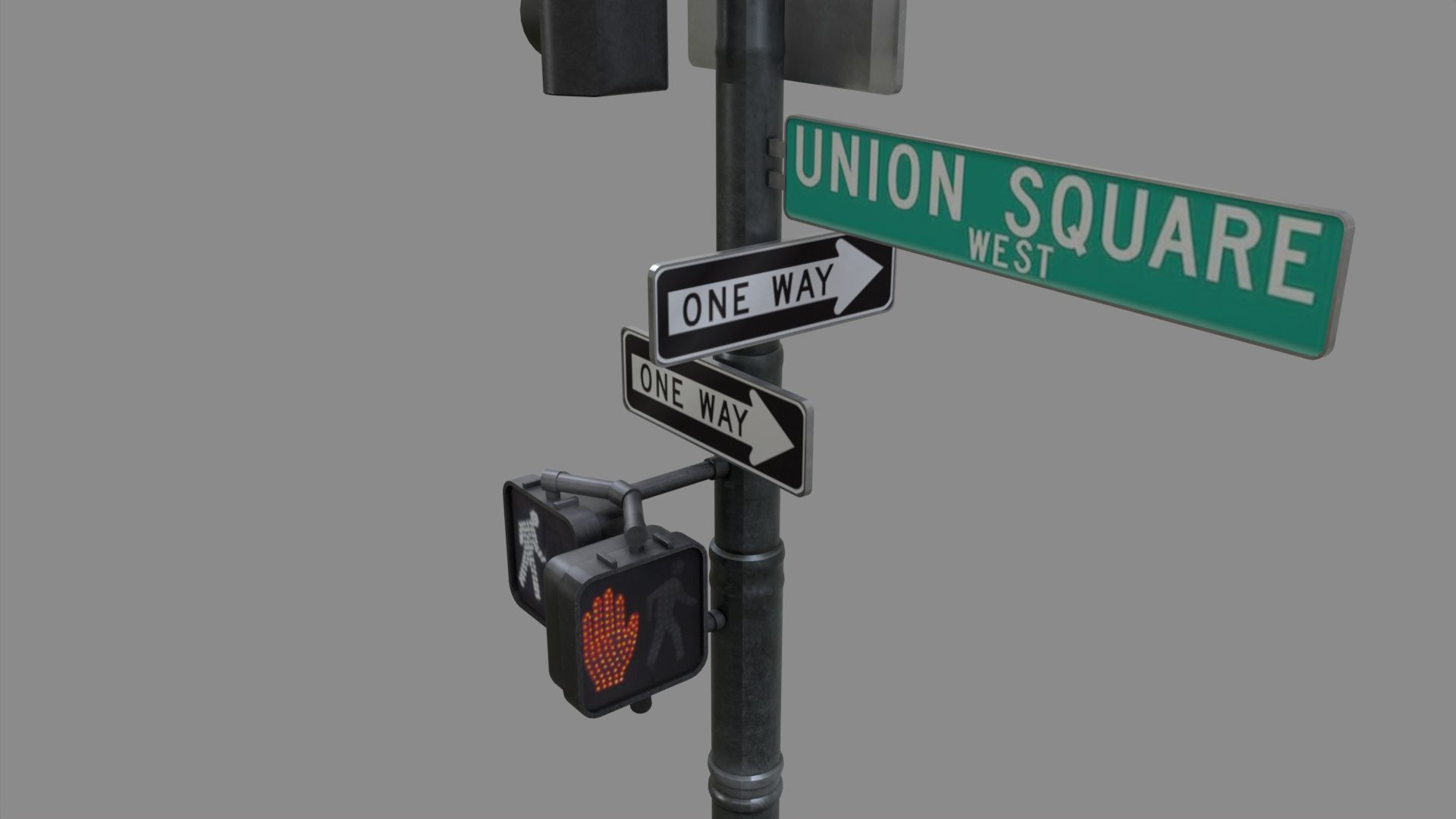 LowPoly Traffic light with street lamp 2 Low-poly 3D model_7