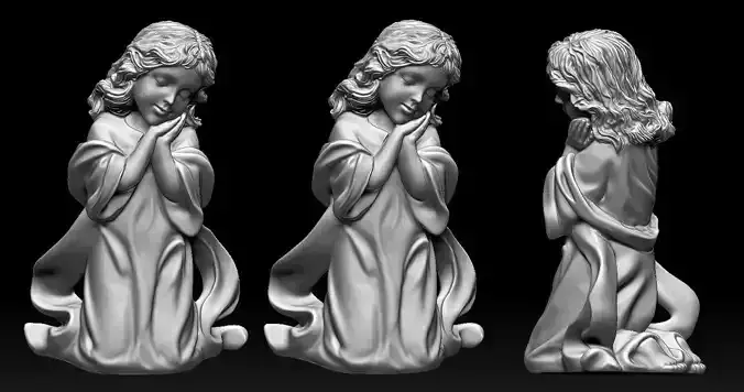 Baby Angel kneeling Statue 3D Printed Model 3D print model