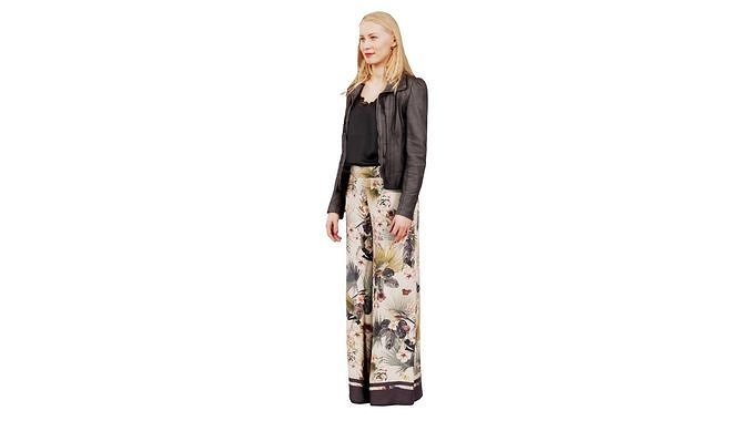 Blonde Wearing Decorated Pants and Leather Jacket Low-poly 3D model