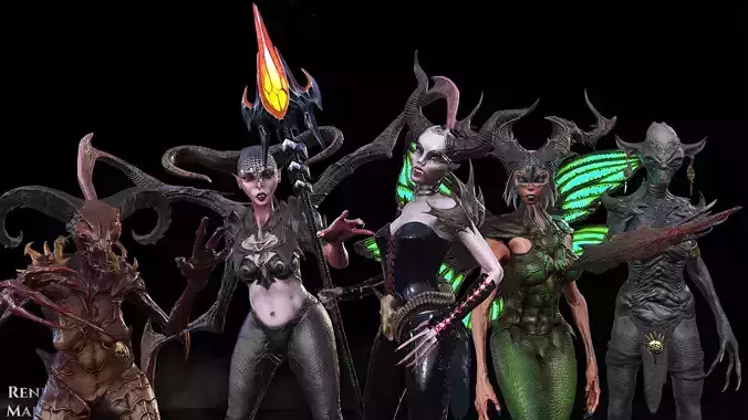 Demoness Girl Pack 2 - Game Ready