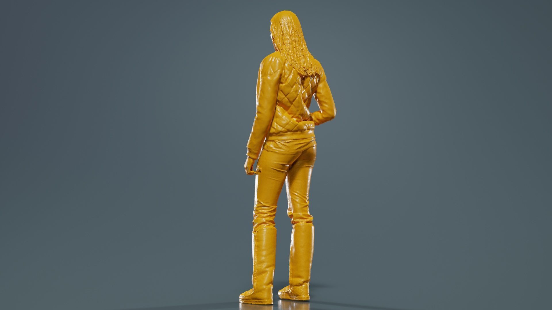 Casual Blonde Model in Yellow Jacket and Boots Low-poly 3D model_13