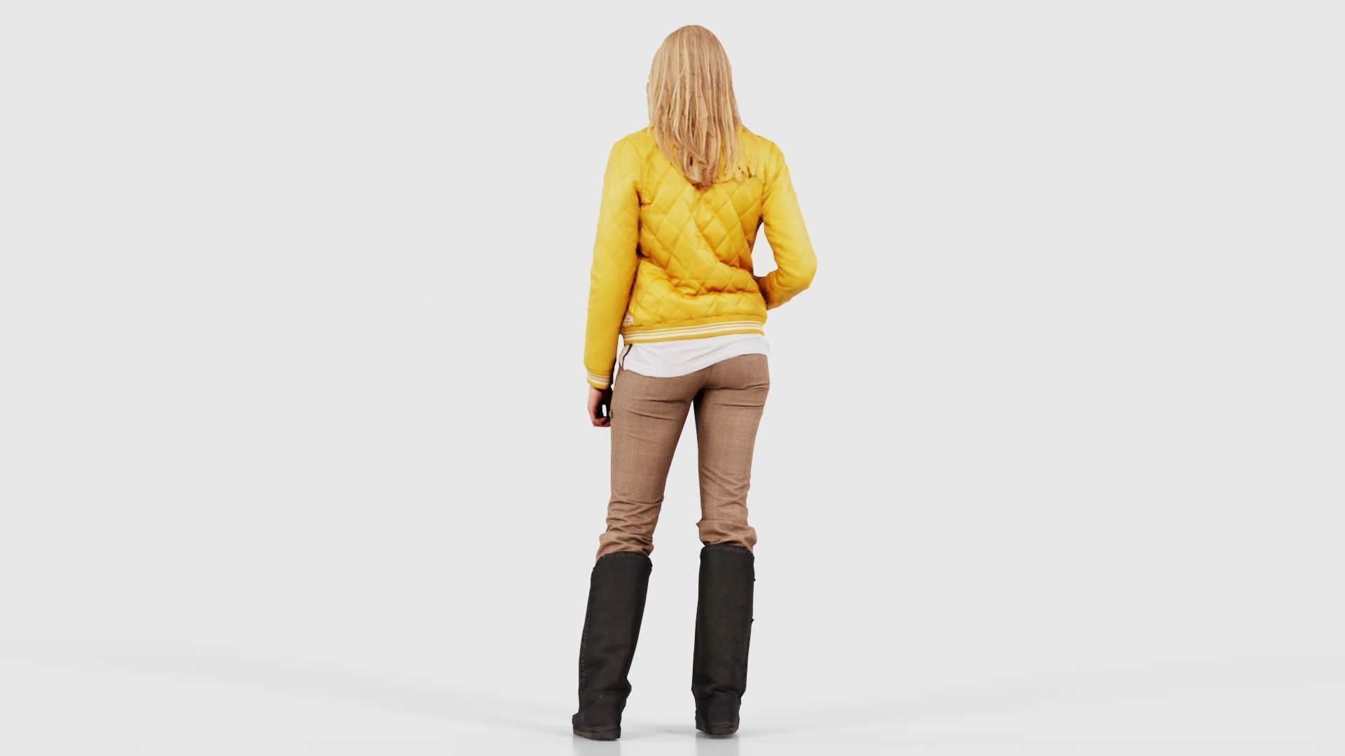 Casual Blonde Model in Yellow Jacket and Boots Low-poly 3D model_20