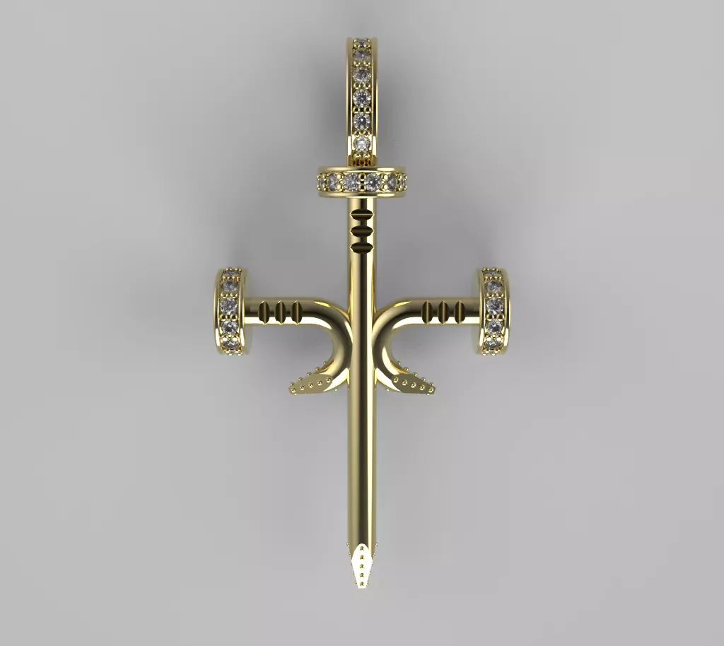 Cross pendant 3D print model_0