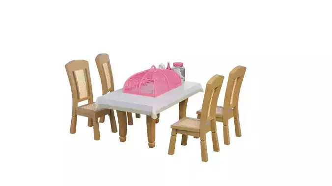 3D Dining Table Set With Rig