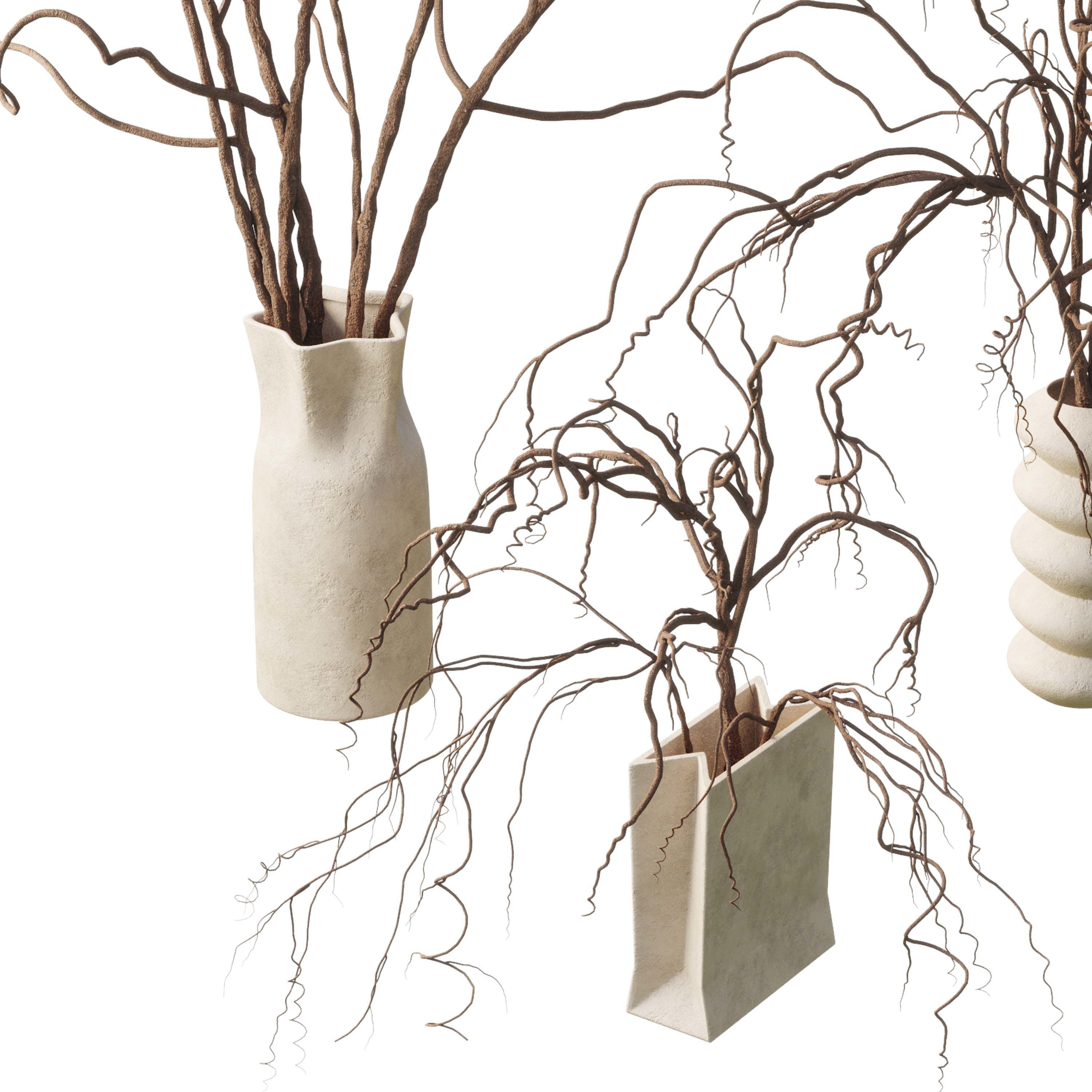 dry branch in a bouquet concrete vase 64 3D model_2