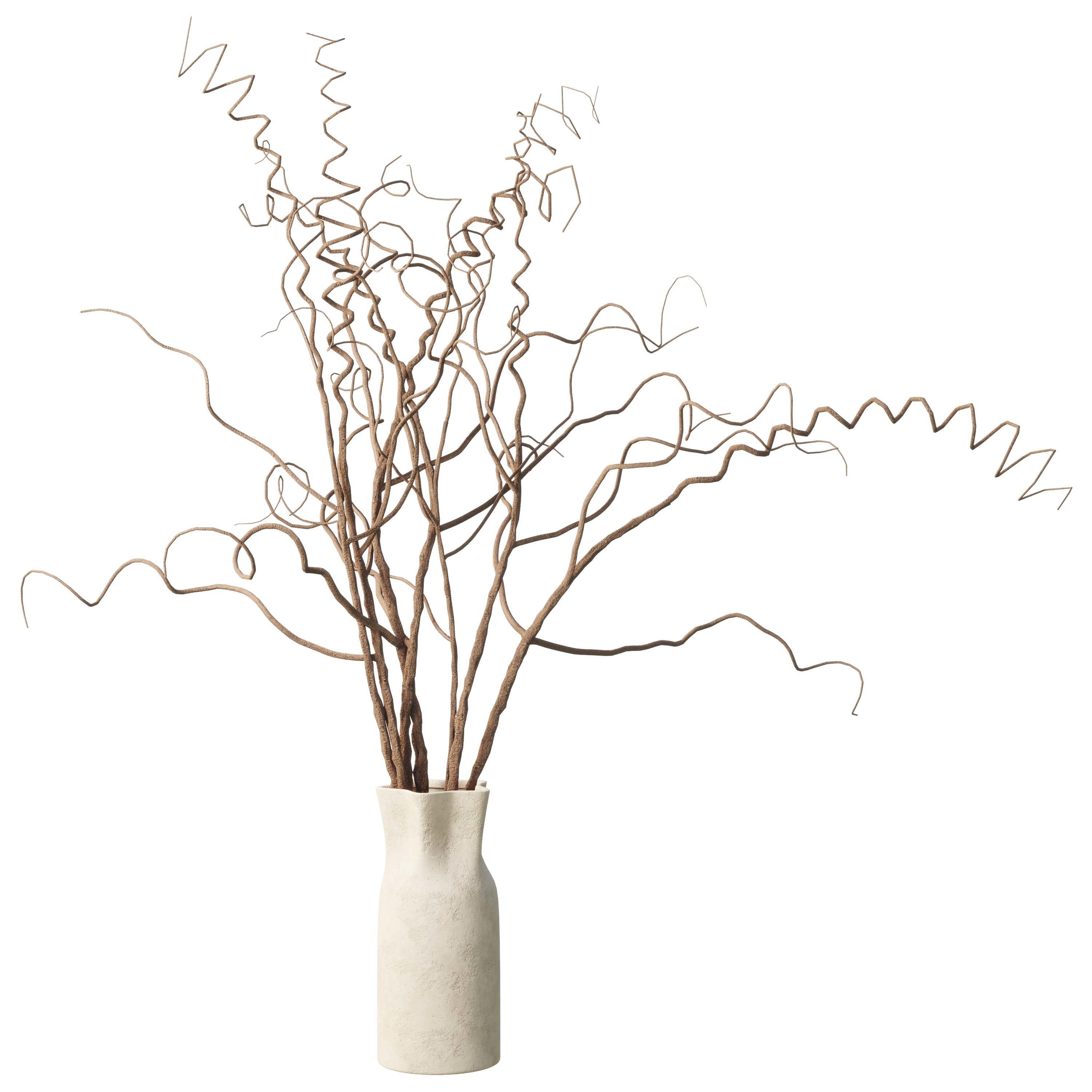 dry branch in a bouquet concrete vase 64 3D model_4