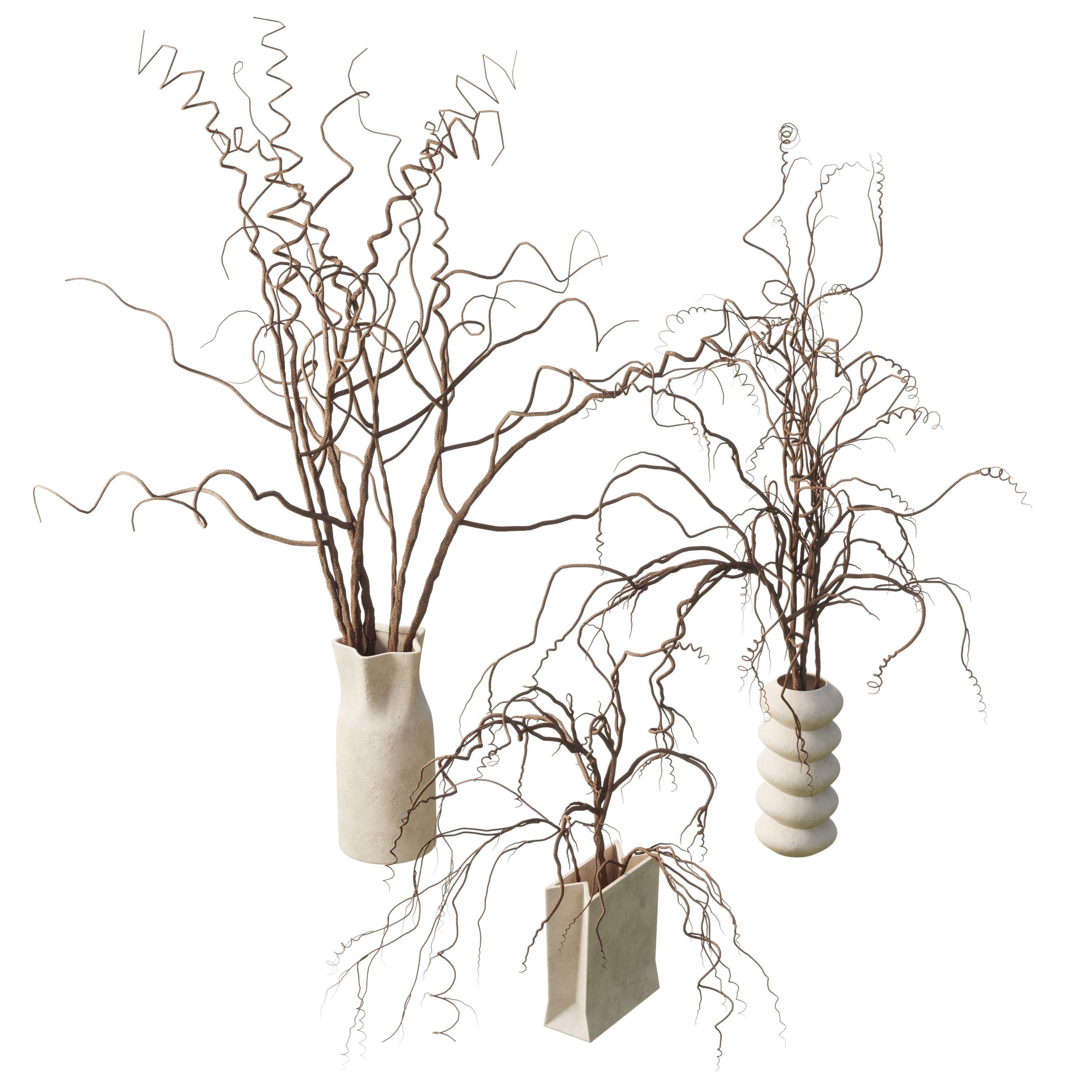 dry branch in a bouquet concrete vase 64 3D model_1