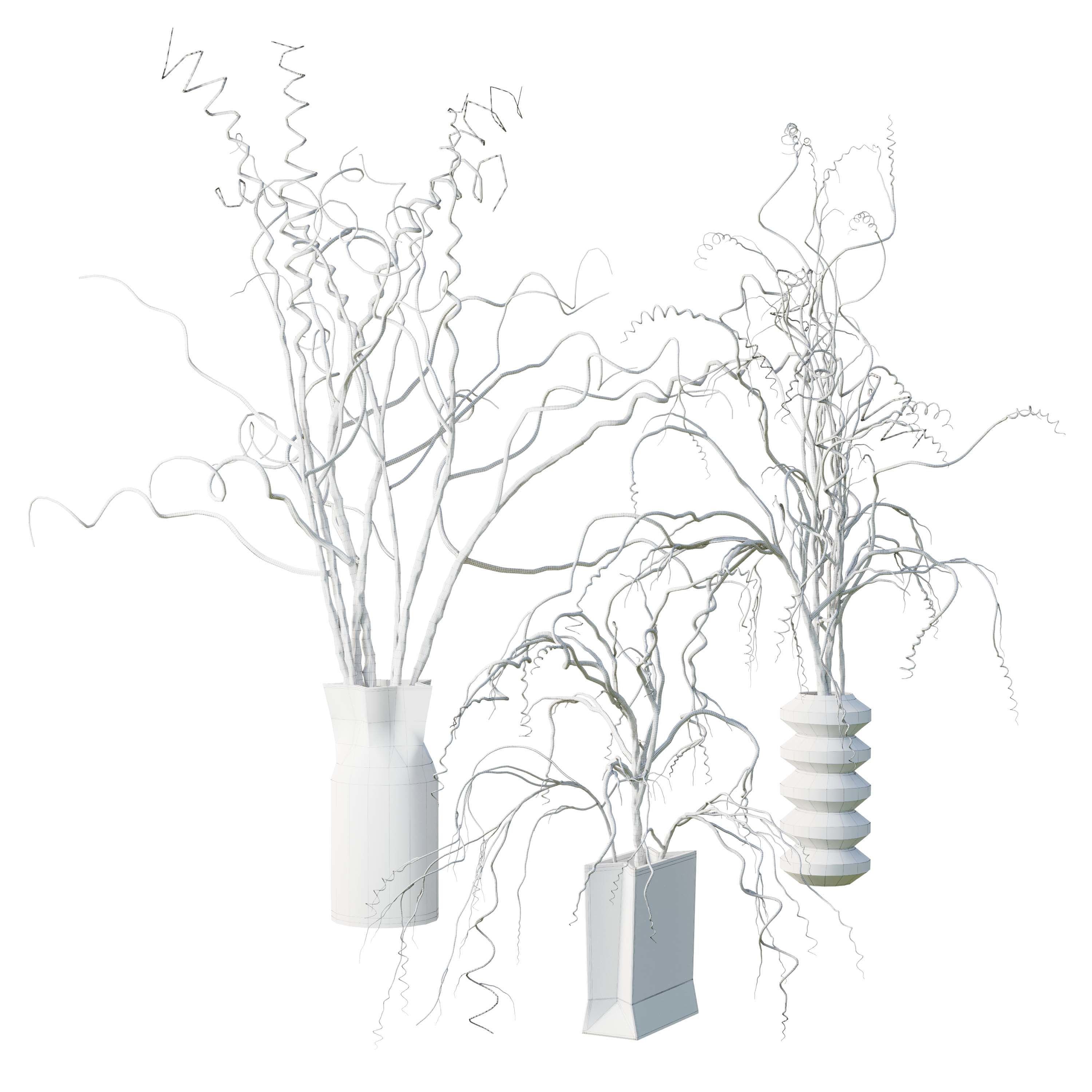 dry branch in a bouquet concrete vase 64 3D model_5