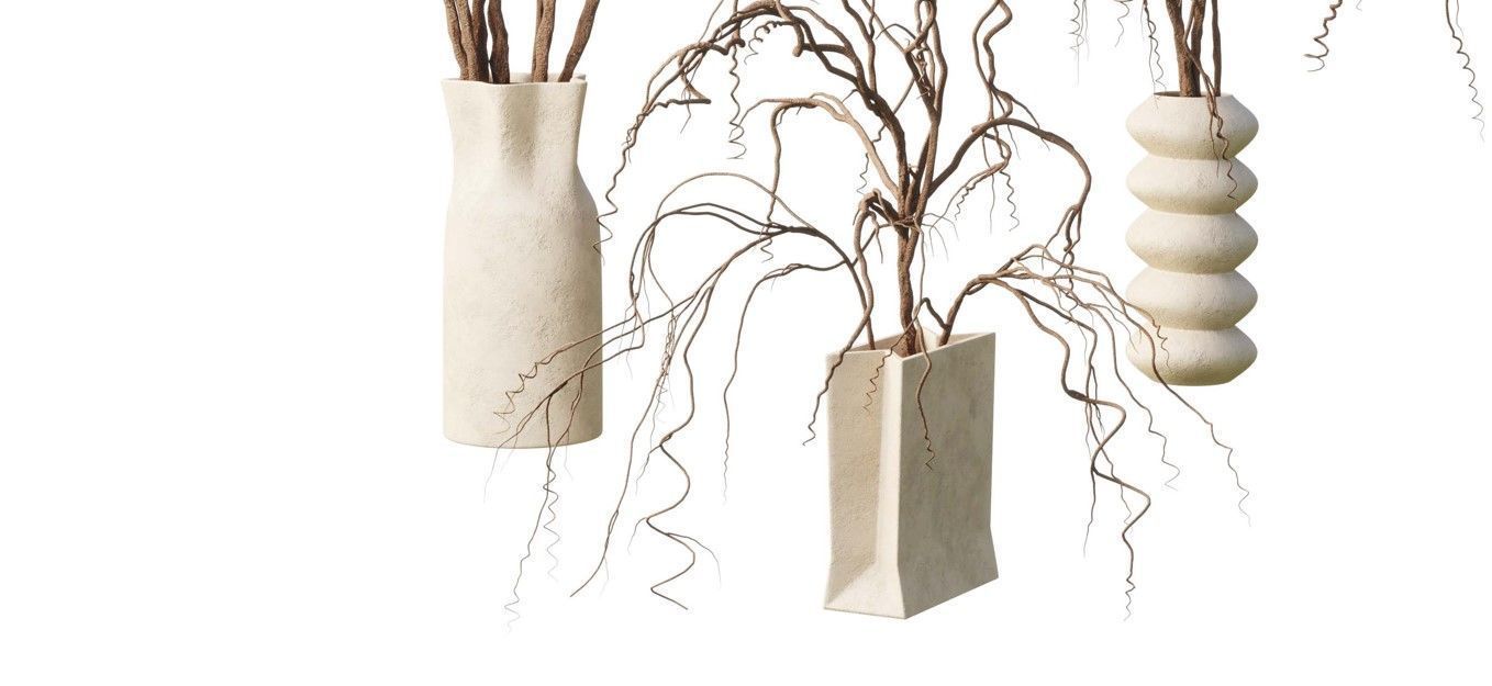 dry branch in a bouquet concrete vase 64 3D model_6