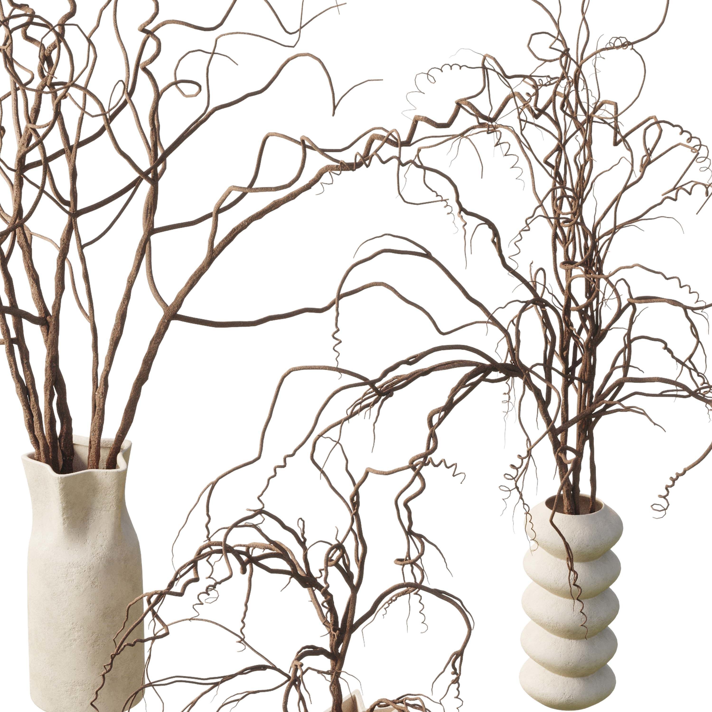 dry branch in a bouquet concrete vase 64 3D model_3