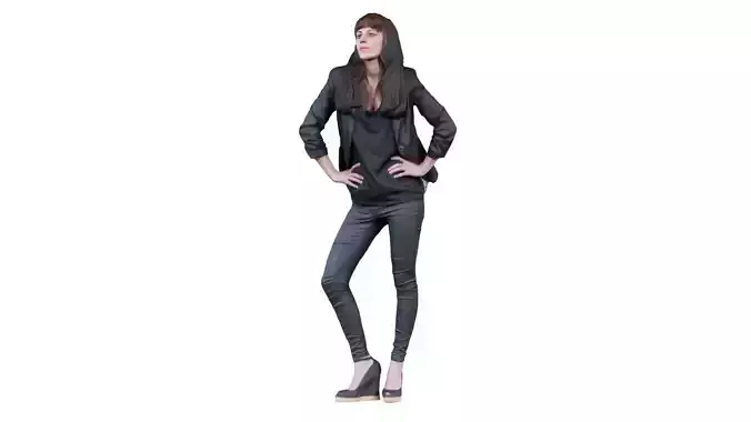Fashion Woman in Black Outfit Posing