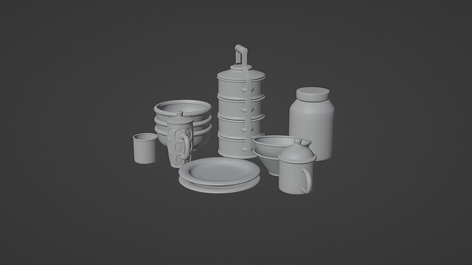 3D Set Of Food Containers With Rig 3D model 7