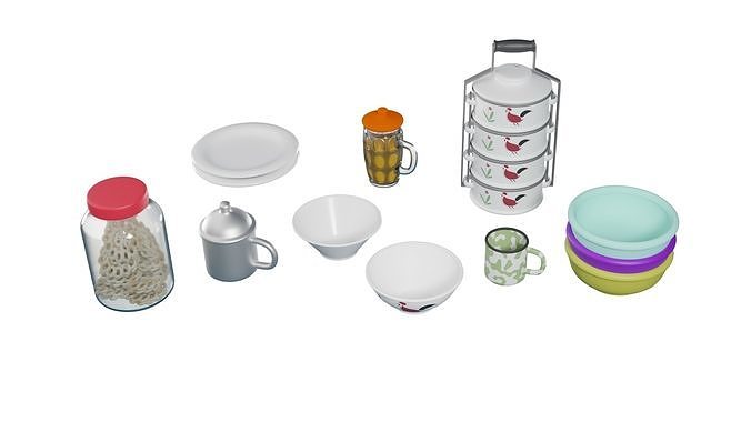 3D Set Of Food Containers With Rig 3D model 5