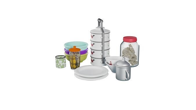 3D Set Of Food Containers With Rig 3D model 2