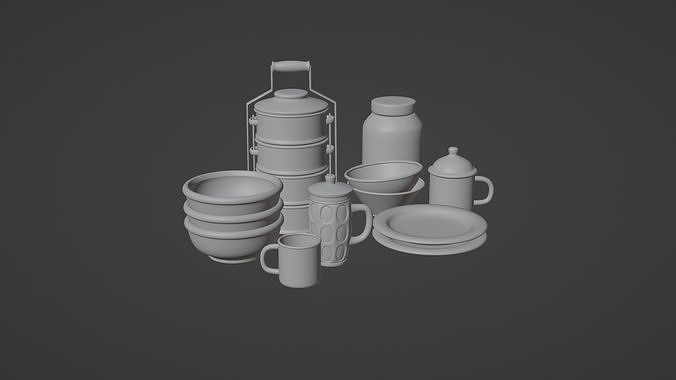 3D Set Of Food Containers With Rig 3D model 6