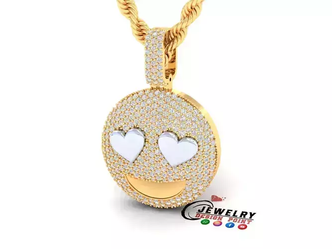Custom Smiling Face with Heart-Eyes Emoji Diamond Pendant