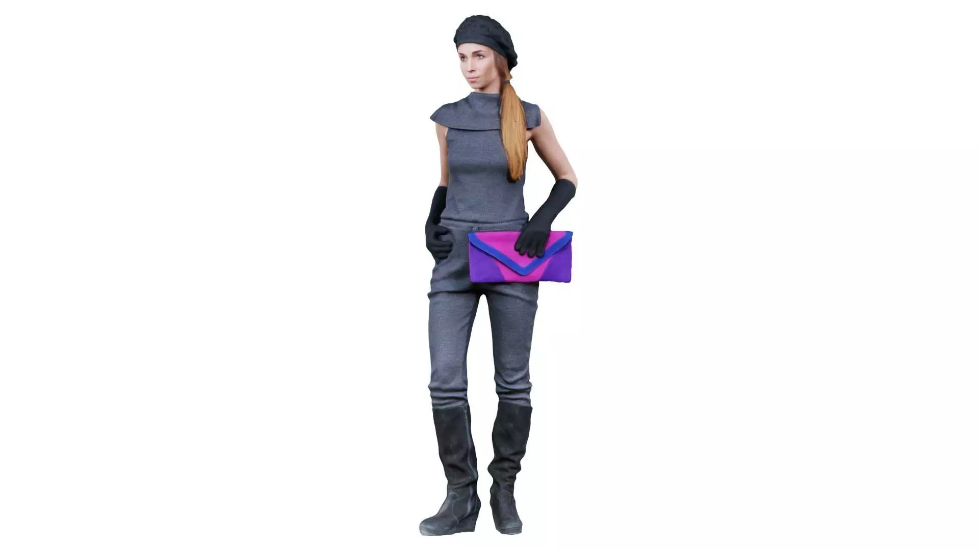 Futuristic Woman Idle Low-poly 3D model