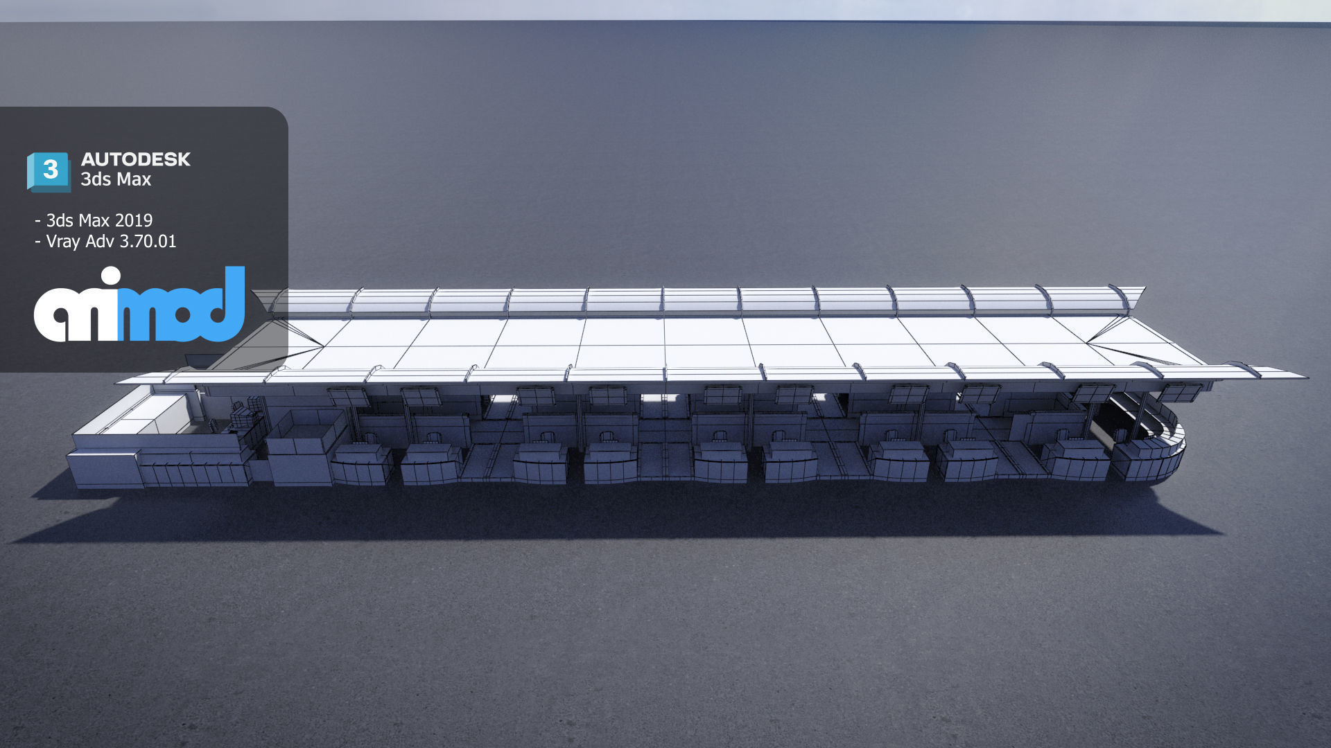 Airport Check In Counter 3D model_9