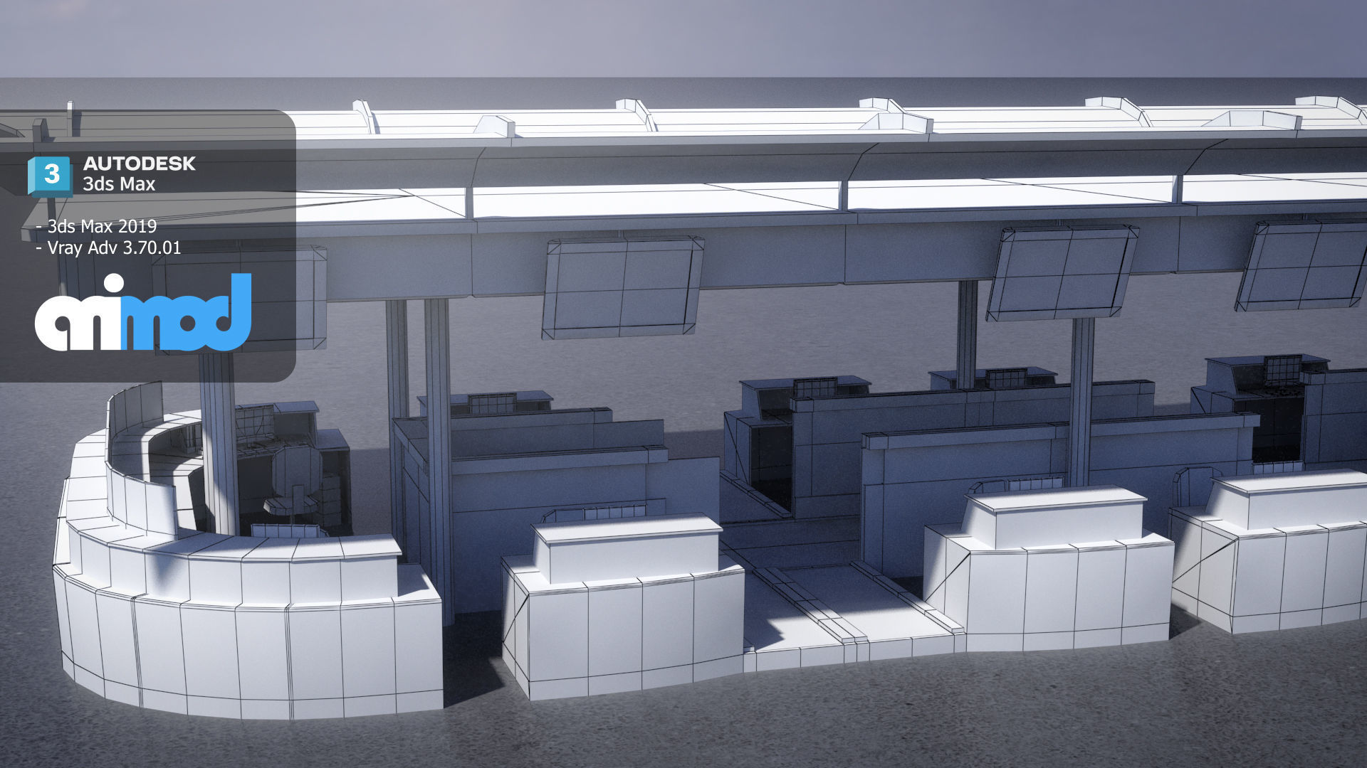 Airport Check In Counter 3D model_5