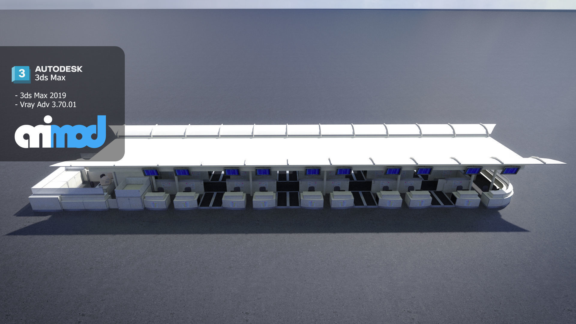 Airport Check In Counter 3D model_4