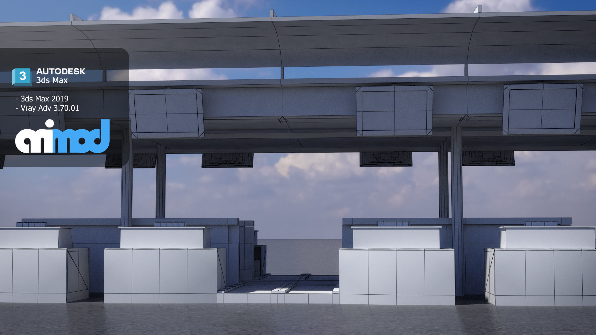 Airport Check In Counter 3D model_6