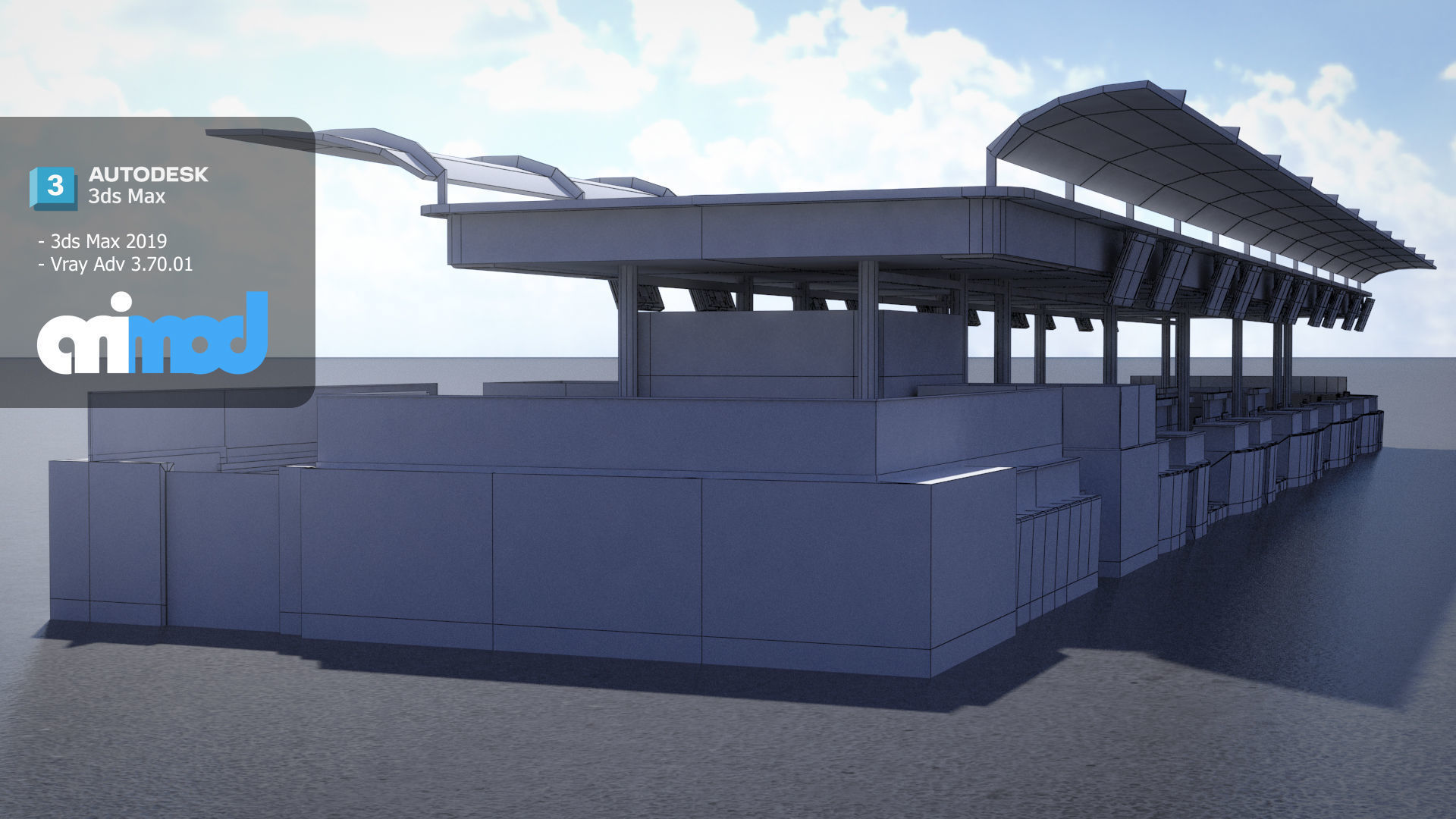 Airport Check In Counter 3D model_8