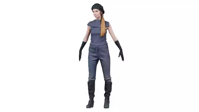 Futuristic Woman Standard Pose Low-poly 3D model