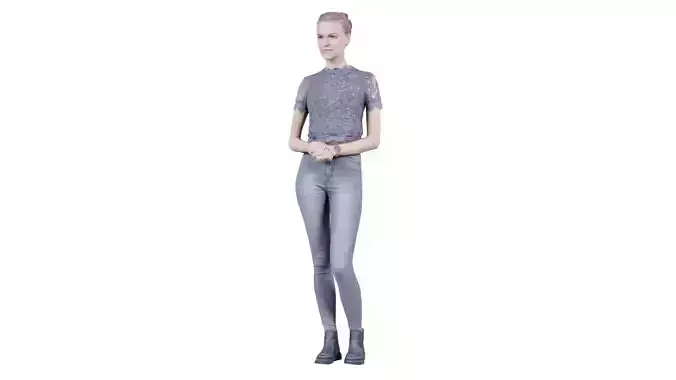 Grey Outfit Woman Casual Pose